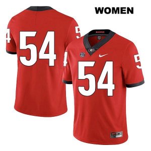 Women's Georgia Bulldogs NCAA #54 Justin Shaffer Nike Stitched Red Legend Authentic No Name College Football Jersey JKN7054LH